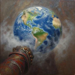 last selfie on earth, very detailed, volumetric light, mist, grim, fine art, decaying, textured oil over canvas, epic fantasy art, very colorful, ornate, anato finnstark