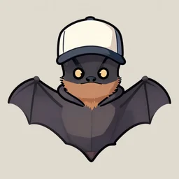 a bat wearing a hoodie and baseball cap