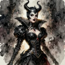 a beautiful watercolor of hell's just a kiss away, black queen, in the style of delphin enjolras, intricate, ultrarealistic, cinematic, dynamic lighting, artstation, hyper realism, octane render.