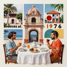 breakfast at las pozas, 1 9 7 6 cut out collage, diego rivera - n 5