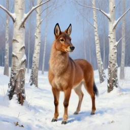 A cute clydesdale centauress is enjoying a stroll in the crisp winter air among the birch trees in winter. trending on Pixiv. trending on ArtStation. A vibrant digital oil painting. A highly detailed fantasy character illustration by Wayne Reynolds and Charles Monet and Gustave Dore and Carl Critchlow and Bram Sels