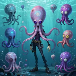 CGI lisa frank gothic punk vampiric rockstar underwater caustics vampire squid character designs of various shapes and sizes by genndy tartakovsky and ruby gloom by martin hsu and the creators of fret nice at pieces interactive and splatoon by nintendo being overseen by Jamie Hewlett from gorillaz for splatoon by nintendo