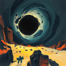 the black hole. highly detailed digital painting, watercolor, soviet realism, engraving, artstation, concept art, smooth, sharp focus, vivid grunge, manga illustration, unreal engine 5, 8, abstract by bilibin and kilian eng and hilma af klint and malevich and lissitzky