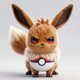 fan artist rendering of an angry fuzzy eevee evil pokeball eevee high resolution eevee CGsociety UHD 4K highly detailed, intricate heterochromia eyes