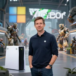 phil spencer, microsoft, x - box, phil spencer in an asian factory, fantasy, games 3 d, unreal, amazing detali 4 k