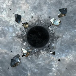 dark matter faceted reality breaks into fragments, the mother - of - pearl sky and the black sun