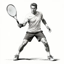 jim cornette, drawn, by yoji shinkawa, 8 k, high detail, full body, holding tennis racket, intense