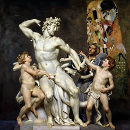 highly detailed oil painting | very intricate | cinematic lighting | award - winning | laocoon and his sons!!!!!! | by roberto ferri, by tom bagshaw, by j. c. leyendecker and klimt, american romanticism, by thomas kinkade artstation, cgsociety, official art, octane