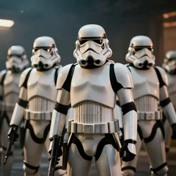 stormtroopers in gears of war, movie still, cinematic lighting, dramatic, octane render, long lens, shallow depth of field, bokeh, anamorphic lens flare, 8 k, hyper detailed, 3 5 mm film grain