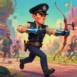 A psychedelic portrait of- Negative attitude, Big, Socially awkward – stares - Wears black fancy cap, steel blue archery gloves - Lawman on the run from his responsibilities. - Late for a very important date. vibrant color scheme, highly detailed, in the style of romanticism, cinematic, artstation, Moebius, Greg rutkowski futurism, no blur, 4k resolution, sharp ages, ultra detailed, style of John Berkey, Norman Rockwell, Hans Thoma, Ivan Shishkin, Tyler Edlin, Thomas Kinkad
