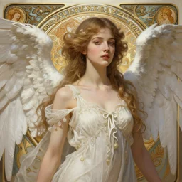 a photograpic portrait of a pretty woman, angel, fantasy, intricate, elegant, highly detailed, digital painting, artstation, concept art, smooth, sharp focus, illustration, art by artgerm and h r giger and alphonse mucha