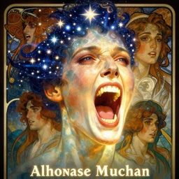 hyperrealist portrait of an enormous glowing screaming head made of stars by jeremy mann and alphonse mucha and alan lee, fantasy art, photo realistic, dynamic lighting, artstation, poster, volumetric lighting, very detailed faces, award winning