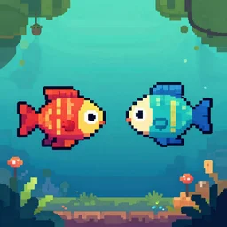 2 d pixel fantasy fish for video game