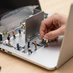tiny people working on the inside of my laptop
