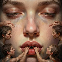 front shot of a giant nose sucking up humans , intricate, elegant, highly detailed, centered, digital painting, artstation, concept art, smooth, sharp focus, illustration, artgerm, expressionism