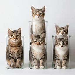 cats stuck in glass containers, funny
