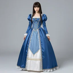 fairy long blue dress, victorian dress, misa amane, battle angel alita. by rembrandt 1 6 6 7, illustration, by konstantin razumov, frostine engine, vibrant colors, fractal flame