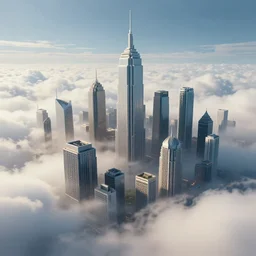 a city in the clowds. futurism art style