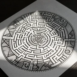 line art labyrinth zentangle, keith haring