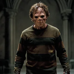 film still of Freddy Krueger as Cerberus in Harry Potter the Sorcerer's Stone