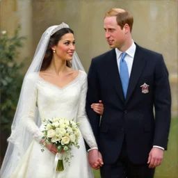 the official painting of prince william and bella hadid's royal wedding, showing the skill of artists gaston bussiere, craig mullins, j. c. leyendecker 8 k, watercolor, royal painting, painting, traditional art, royal wedding