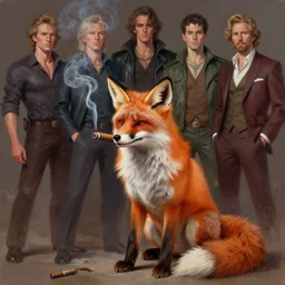 A digital painting of a Fox smoking a cigarre , by Stanley Artgerm Lau, frank frazetta, Rossdraws, James Jean, gerald brom, Andrei Riabovitchev, Marc Simonetti, and Sakimichan, trending on artstation, SFW version