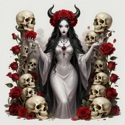 voodoo priestess, skulls, roses : : by daniel f. gerhartz, kelly mckernan, artgerm, melanie delon : : character design, gothic, dark fantasy, hyperrealism, concept art, imaginefx, weta, wlop, artstation