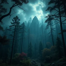 ominous forest, beautiful landscape, environment, colors, film, dramatic, cinematic, highly detailed, dark, large scale, hyperrealistic, realistic lighting, octane render, thomas kinkade, by wlop, artgerm, trending on artstation hd, 8 k, clear, sharp