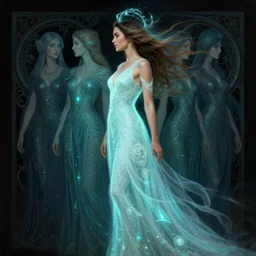 side profile painting, gal gadot, wind sorceresses, gloomhaven, luminescent, fantasy, intricate, elegant, highly detailed, luminescent, octane render aesthetic, matte painting concept art, sharp focus, illustration, art by lawren harris and a. j. casson, artgerm and greg rutkowski and alphonse mucha