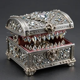 A living treasure chest with sharp teeth, highly detailed, intricate crystals, sharp focus, interior design art by Artgerm and Greg Rutkowski and WLOP