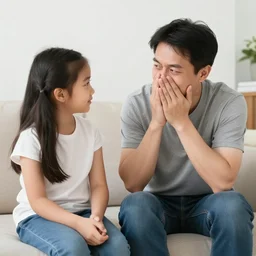 a daughter looks at her father after he made a dad joke.