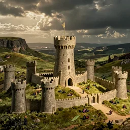 the lord of the rings, minis tirith, in the style of wes anderson