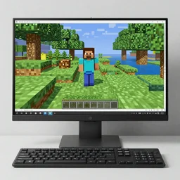 Showcase of Minecraft gameplay on a computer, high detailed oil painting,