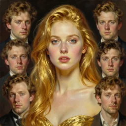 hyper realistic painting portrait of gold by stjepan sejic, norman rockwell, michael hussar, roberto ferri and ruan jia, john william waterhouse, godward, david kassan