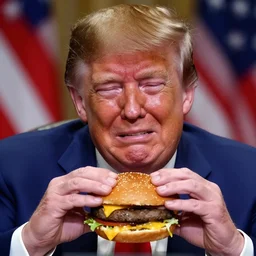 Donald Trump crying because he is not allowed to eat burgers