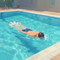 swimming pool, digital painting by kevin gnutzmans, artstation