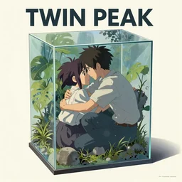 Twin Peaks poster artwork by Michael Whelan and Tomer Hanuka, Rendering of being trapped in a glass box, full of details, by Makoto Shinkai and thomas kinkade, Matte painting, trending on artstation and unreal engine