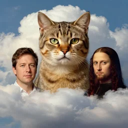 , a collaboration by Ross Tran, Norman Rockwell, and Leonardo da Vinci. Beautiful clouds|whole cat body|strong facial features|Trending on Artstation