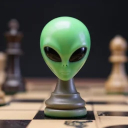 Alien head chess piece