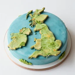 a cake designed to look like an aerial view of the british landscape