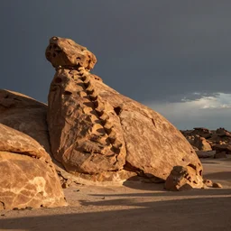 wide landscape photo of a large desert rock formation in the shape of a vertebrae!!!