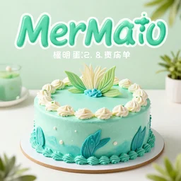 mermaid cake, advertisement, food photography,