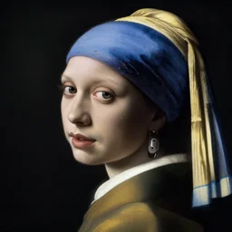 portrait of a cyberpunk character from the 1 6 th century, ( ( ( art by johannes vermeer ) ) ), cybernetic implant, award winning, masterpiece, intricate, dramatic light, detailed face, highly detailed, asymmetrical, dark