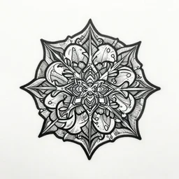 small patchwork tattoo design, black ink, detailed design, intricate, on white background, drawing, smooth linework