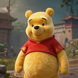 hyperrealistic, hdr, 4 k, 8 k, photograph, cinematic lighting, moody overtones, drawing of winnie the pooh in china