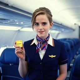 emma watson, flight attendant, award winning, kodak ektachrome expired blue tint,