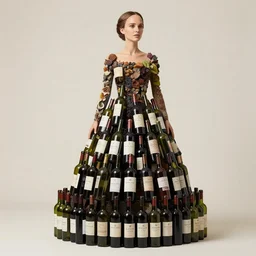 natalie portman sculpture made out of wine bottles