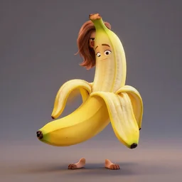 full body pose, beautiful anthropomorphic ripe banana character with a face that looks like emma stone!!!, relaxed, extremely detailed, 8 k, octane render, trending in artstation, cinematic lighting, studio quality, smooth render, unreal engine 5, by pixar and tom bagshaw, overwatch, full body, true anatomy!!