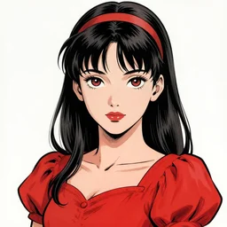 drow princess wearing red dress! milo manara, french comic art, semi - realistic anime, portrait, beautiful face, symmetrical face, trending on pixiv, detailed, clean lines, sharp lines, crisp lines, award winning illustration, masterpiece, 4 k