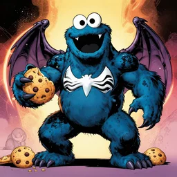cookie monster venom hybrid comic book style